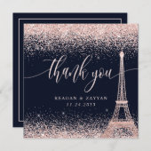 パリ エッフェル塔 ローズゴールド ウェディング サンキューカード (正面/裏面)