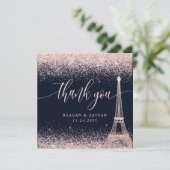 パリ エッフェル塔 ローズゴールド ウェディング サンキューカード (スタンド正面)