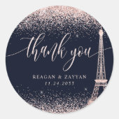 パリ エッフェル塔 ローズゴールド ウェディング サンクス ラウンドシール (正面)