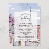 パリ エッフェル塔 現代のウェディング デスティネーション インビテーション (正面/裏面)