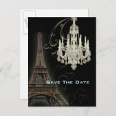 パリ エッフェル塔 結婚式 保存日付 案内ポストカード (正面/裏面)