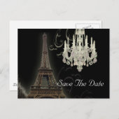 パリ エッフェル塔 結婚式 Save the Date 案内ポストカード (正面/裏面)