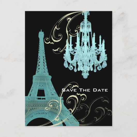 パリ エッフェル塔 結婚式 Save the Date 案内ポストカード (正面)
