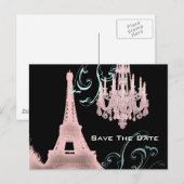 パリ エッフェル塔 結婚式 Save the Date 案内ポストカード (正面/裏面)
