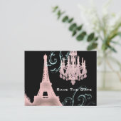 パリ エッフェル塔 結婚式 Save the Date 案内ポストカード (スタンド正面)