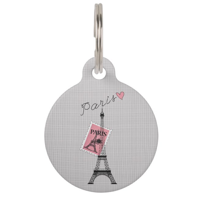 パリ·エッフェル·タワー、スタンプ、ハート ペット　ネームタグ (裏面)