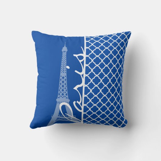 パリ；コバルトブルークローバー クッション (裏面)