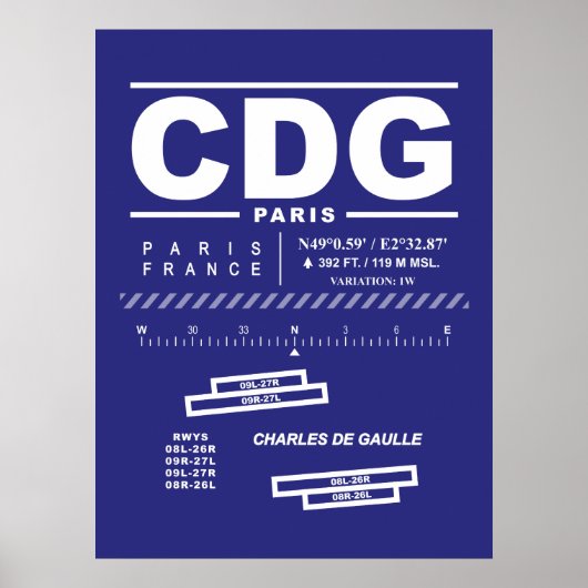パリ シャルル・ド・ゴール空港 CDG ポスター (正面)