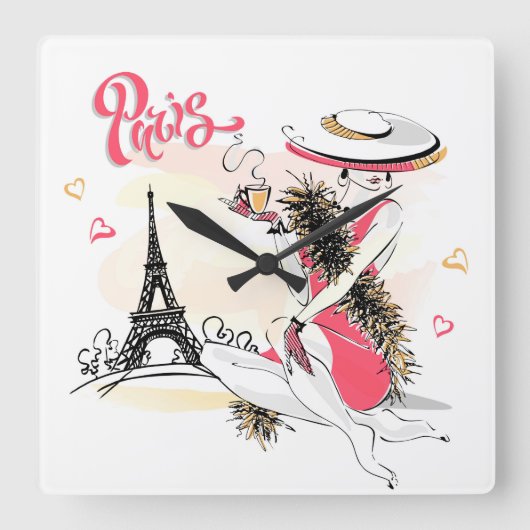 パリ スクエア壁時計 (正面)