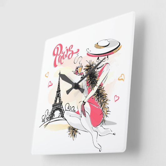 パリ スクエア壁時計 (傾斜)