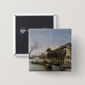 パリ、セーヌ河またはl'Estacade 1853年の眺め 缶バッジ (正面&裏面)