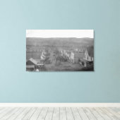 パリ、テキサス州Aerial View of TownParis, TX キャンバスプリント (インサイチュ (ウッドフロア))