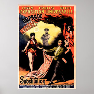 パリ・デルプラード・ミステリー！1889年ヴィンテージ魔法劇場 ポスター