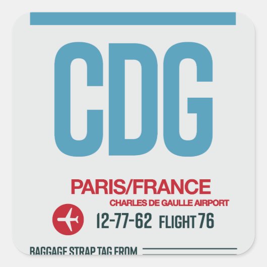 パリ - トラベルタグ スクエア ステッカー (正面)