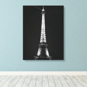 パリ・ナイトのブラック&ホワイトエッフェルタワー キャンバスプリント (インサイチュ (ウッドフロア))