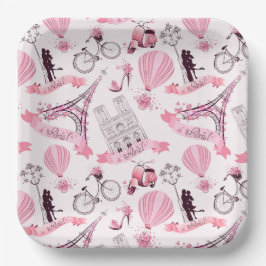 パリ フラワル ペーパープレート