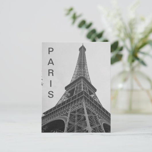 パリ フランスのエッフェル塔 黒と白 旅行 ポストカード (スタンド正面)