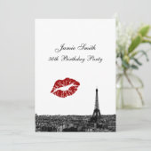パリ フランスのスカイライン キス #1 モノクローム V 誕生日 招待状 (スタンド正面)