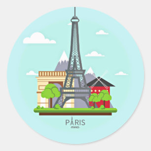 パリ、フランスのステッカーシート ラウンドシール