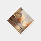 パリ・フランスのヴィンテージ秋 スタンダードカクテルナプキン (角)