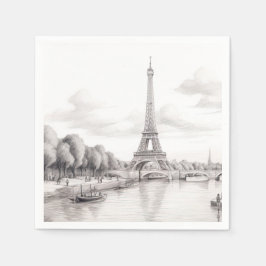 パリ・フランスのヴィンテージ秋 スタンダードカクテルナプキン