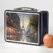 パリ・フランスのヴィンテージ秋 メタルランチボックス (インサイチュ)