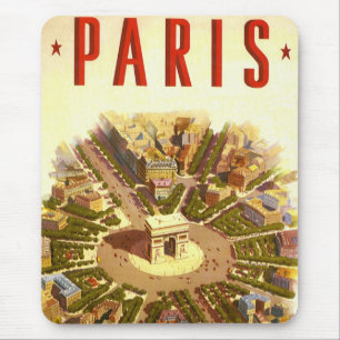 パリ フランスの凱旋門 旅行 アート ヴィンテージ マウスパッド