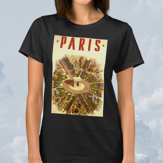 パリ フランスの凱旋門 旅行 アート ヴィンテージ Tシャツ