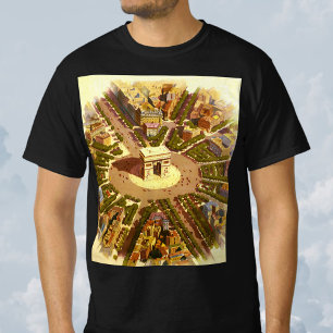 パリ フランスの凱旋門 旅行 アート ヴィンテージ Tシャツ
