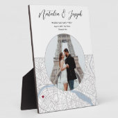 パリ・フランスの地図結婚婚約写真ギフト フォトプラーク (側面)