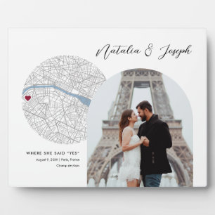 パリ・フランスの地図結婚婚約写真ギフト フォトプラーク