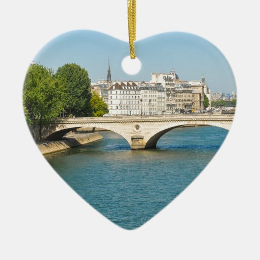 パリ、フランスの川セーヌ河上の橋 セラミックオーナメント (正面)