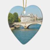 パリ、フランスの川セーヌ河上の橋 セラミックオーナメント (左)