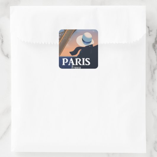 パリ・フランスエッフェルタワー旅行ポスター スクエアシール (バッグ)