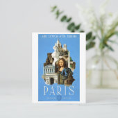 パリ・フランスヴィンテージ旅行ポスター復元 ポストカード (スタンド正面)