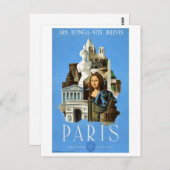 パリ・フランスヴィンテージ旅行ポスター復元 ポストカード (正面/裏面)