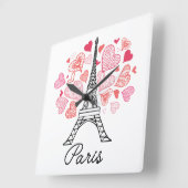 パリ、フランス愛 スクエア壁時計 (傾斜)