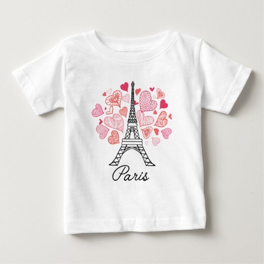 パリ、フランス愛 ベビーTシャツ (正面)