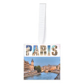 パリ・フランス旅行写真クリスマス キューブオーナメント (正面)