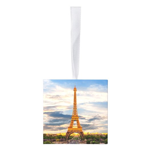 パリ・フランス旅行写真クリスマス キューブオーナメント (右)