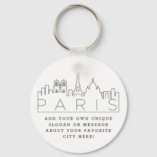 パリ、フランス様式スカイライン  スローガンカスタムの作成 キーホルダー