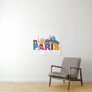 パリ、フランス のカラフルのタイポグラフィ タペストリー
