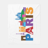 パリ、フランス|のカラフルのタイポグラフィ フリースブランケット (正面)