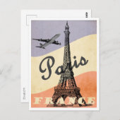 パリ、フランス、エッフェルタワー、ヴィンテージスタイル ポストカード (正面/裏面)