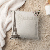 パリ フランス エッフェル塔 ピンクのバラ グラマー クッション (ブランケット)