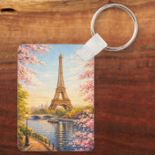 パリ フランス エッフェル塔 ヴィンテージ 桜の花 キーホルダー (裏面)