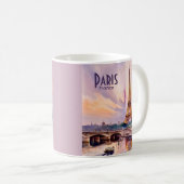 パリ フランス エッフェル塔 夕焼け 水彩画 旅行 コーヒーマグカップ (正面右)