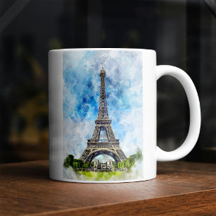 パリ フランス エッフェル塔 水彩画 コーヒーマグカップ
