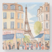 パリ フランス エッフェル塔 水彩画 ストーンコースター (正面)