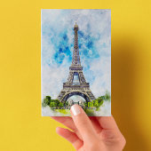 パリ フランス エッフェル塔 水彩画 ポストカード